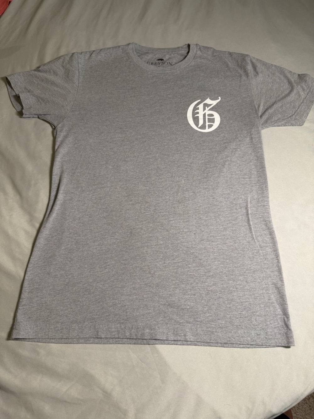 Greyson Light Heather Gray Tee with White Chest Logo